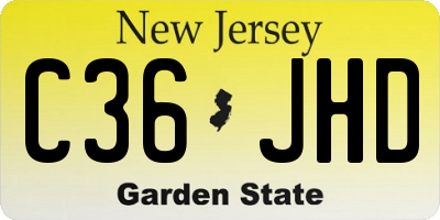 NJ license plate C36JHD