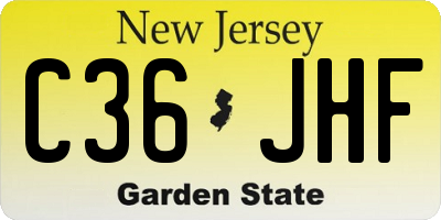 NJ license plate C36JHF