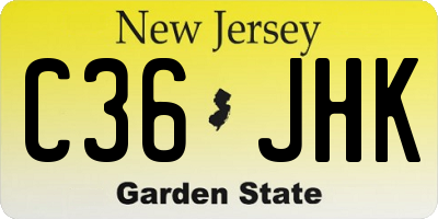 NJ license plate C36JHK
