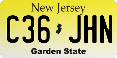 NJ license plate C36JHN