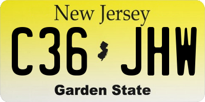 NJ license plate C36JHW