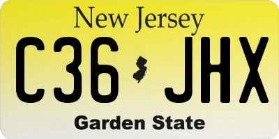NJ license plate C36JHX