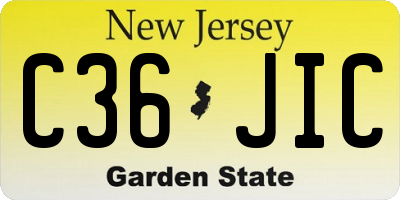 NJ license plate C36JIC