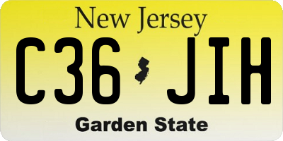 NJ license plate C36JIH