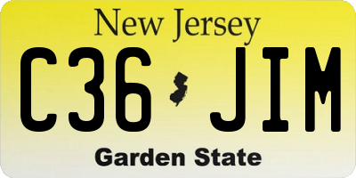 NJ license plate C36JIM