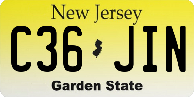 NJ license plate C36JIN