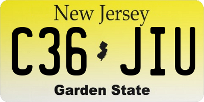 NJ license plate C36JIU