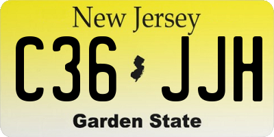 NJ license plate C36JJH