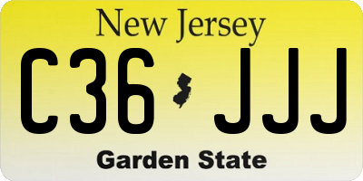 NJ license plate C36JJJ