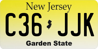 NJ license plate C36JJK
