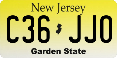 NJ license plate C36JJO