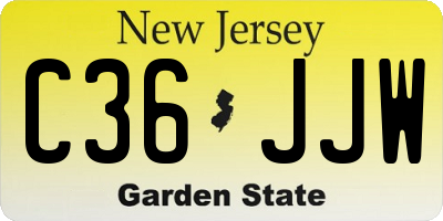 NJ license plate C36JJW