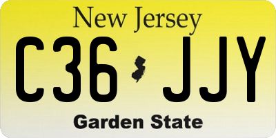 NJ license plate C36JJY