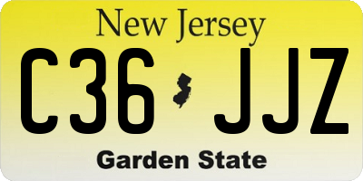 NJ license plate C36JJZ