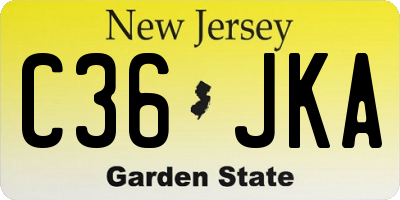 NJ license plate C36JKA