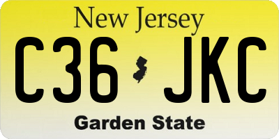 NJ license plate C36JKC