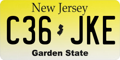 NJ license plate C36JKE