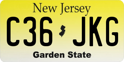 NJ license plate C36JKG