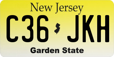 NJ license plate C36JKH