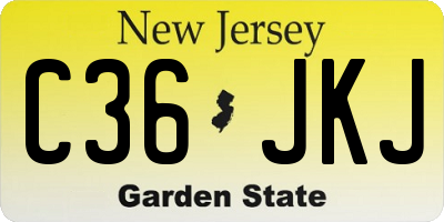 NJ license plate C36JKJ