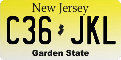 NJ license plate C36JKL