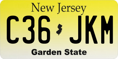 NJ license plate C36JKM
