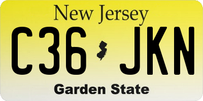 NJ license plate C36JKN