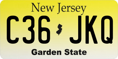 NJ license plate C36JKQ