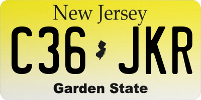 NJ license plate C36JKR