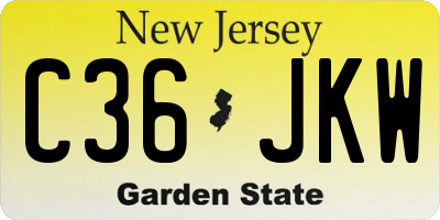 NJ license plate C36JKW