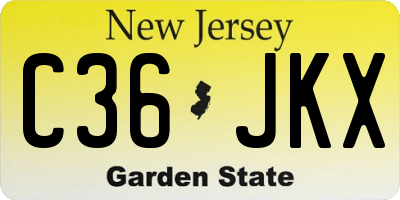 NJ license plate C36JKX