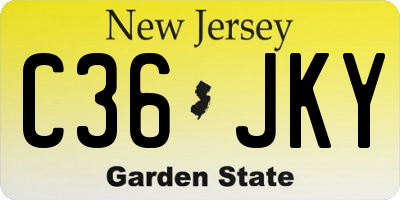 NJ license plate C36JKY