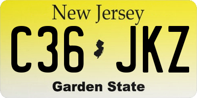 NJ license plate C36JKZ