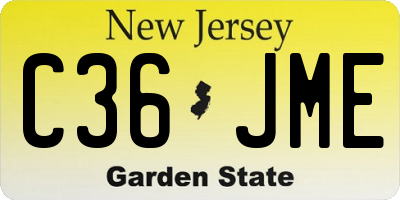 NJ license plate C36JME