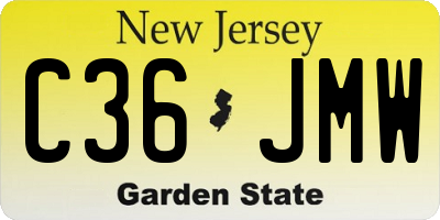 NJ license plate C36JMW