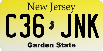 NJ license plate C36JNK