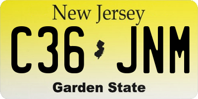 NJ license plate C36JNM