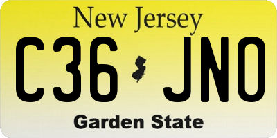 NJ license plate C36JNO