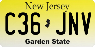NJ license plate C36JNV