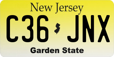 NJ license plate C36JNX
