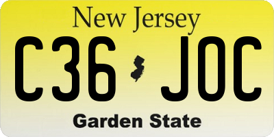 NJ license plate C36JOC
