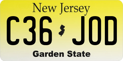 NJ license plate C36JOD