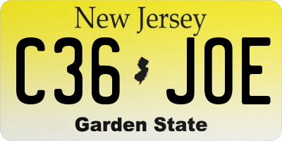 NJ license plate C36JOE