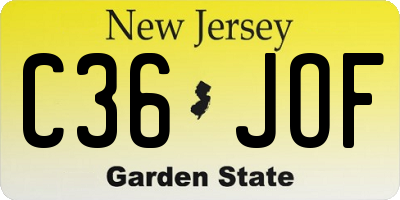 NJ license plate C36JOF
