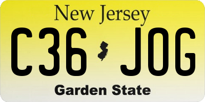 NJ license plate C36JOG