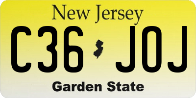 NJ license plate C36JOJ