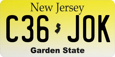 NJ license plate C36JOK