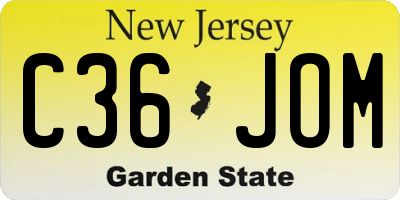 NJ license plate C36JOM
