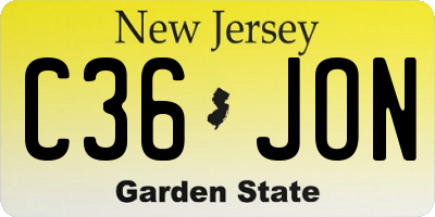 NJ license plate C36JON