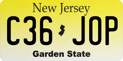 NJ license plate C36JOP